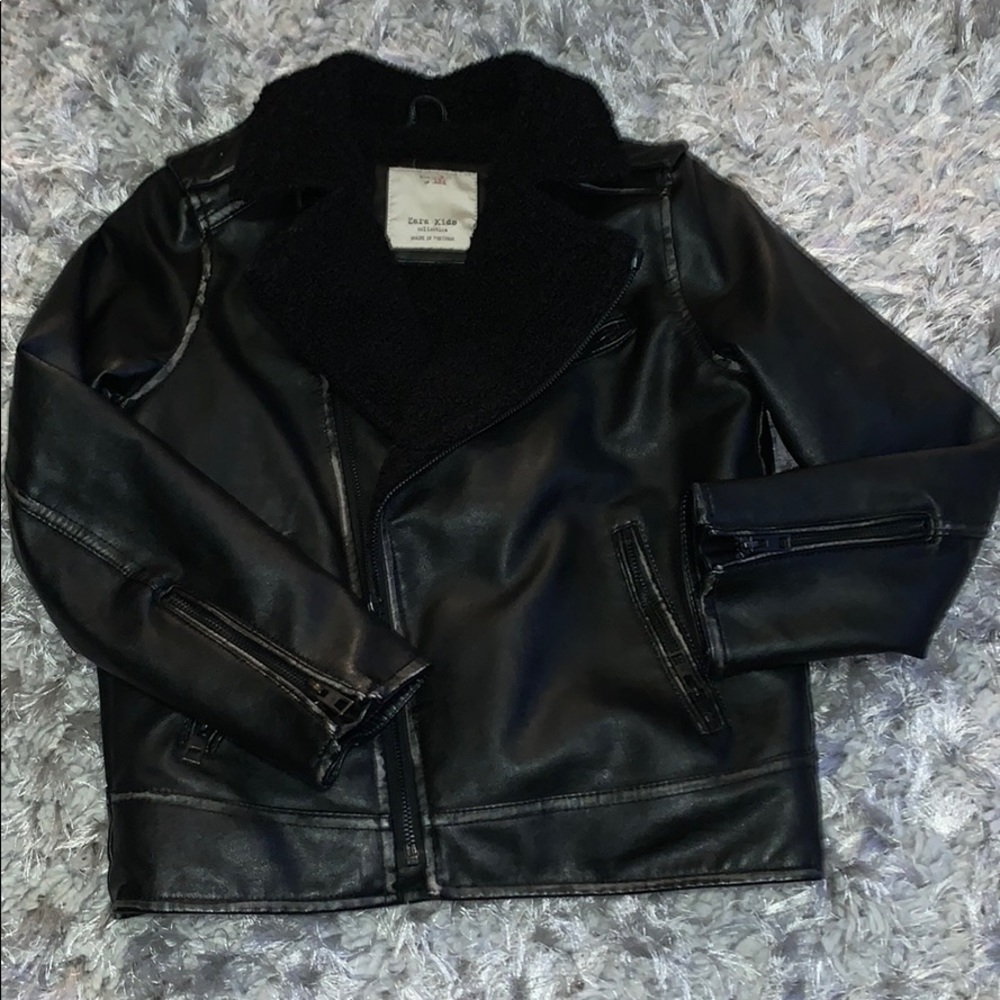 Zara kids black biker jacket